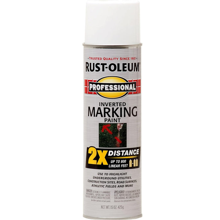 24 Can Case of Rust-Oleum Professional 2X Distance Inverted Marking Spray Paint 15 oz. White