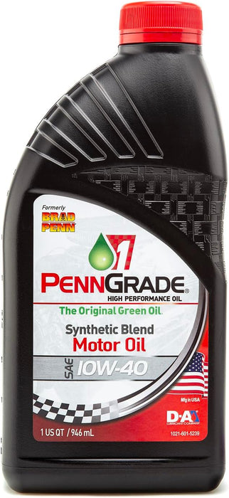 48 Count PennGrade 1 Original Green SAE 10W40 Synthetic Blend Motor Oil Quart Bottles