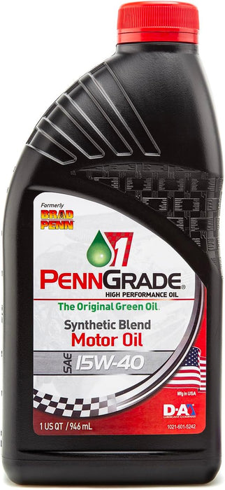 24 Count PennGrade 1 Original Green SAE 15W40 Synthetic Blend Oil Quart Bottles