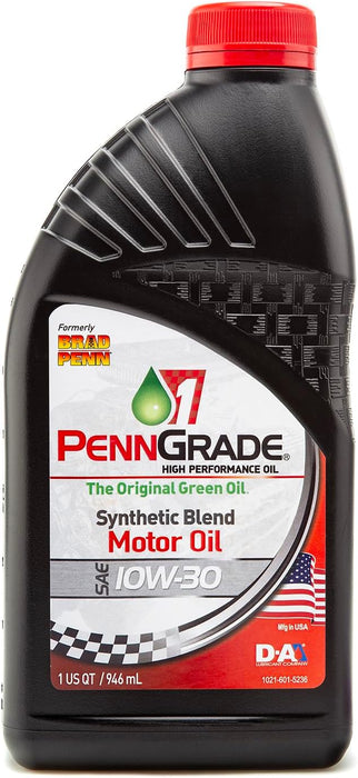 48 Count PennGrade 1 Original Green SAE 10W30 Synthetic Blend Motor Oil Quart Bottles