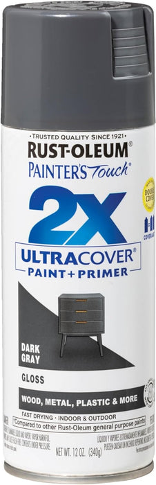 18 Can Case of Rust-Oleum Painter's Touch 2X Ultra Cover Spray Paint 12 oz. Gloss Dark Gray