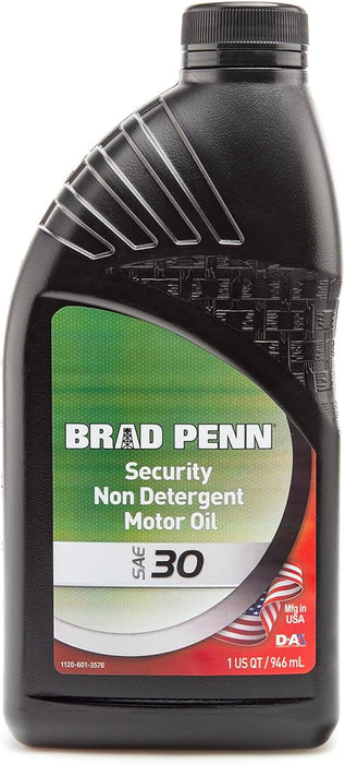 24 Count Brad Penn Security SAE 30 Non-Detergent Motor Oil Quart Bottles