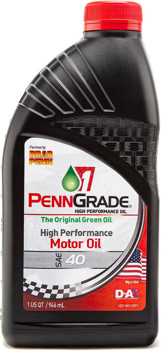 48 Count PennGrade 1 Original Green SAE 40 High Performance Motor Oil Quart Bottles