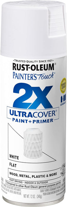 18 Can Case of Rust-Oleum Painter's Touch 2X Ultra Cover Spray Paint 12 oz. Flat White