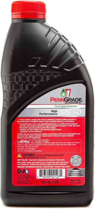 24 Count PennGrade 1 Original Green SAE 50 High Performance Motor Oil Quart Bottles