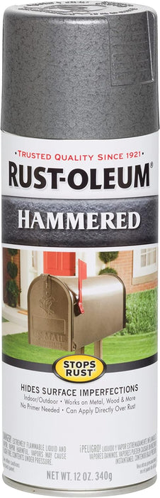 18 Can Case of Rust-Oleum Stops Rust Hammered Spray Paint 12 oz. Gray