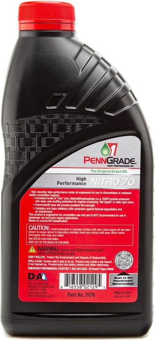 24 Count PennGrade 1 Original Green SAE Nitro 70 High Performance Motor Oil Quart Bottles