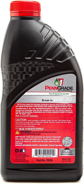 24 Count PennGrade 1 Original Green SAE 30 Break-In Motor Oil Quart Bottles