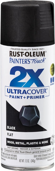 18 Can Case of Rust-Oleum Painter's Touch 2X Ultra Cover Spray Paint 12 oz. Flat Black