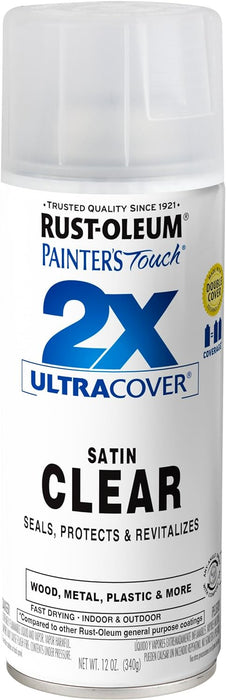 18 Can Case of Rust-Oleum Painter's Touch 2X Ultra Cover Spray Paint 12 oz. Satin Clear