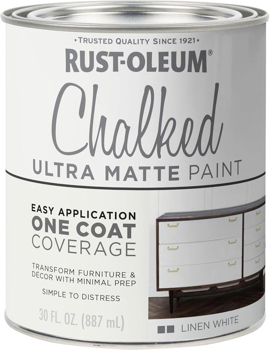 12 x (1 Qt. Cans) Case Rust-Oleum Chalked Ultra Matte Paint - Linen White