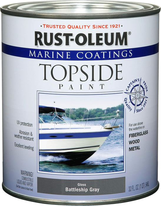 8 Can Case Rust-Oleum Marine Top Side Enamel Paint 32 oz. (1 Quart) Battleship Gray Gloss