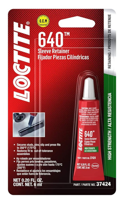 24 Tube Case Loctite 640 Green High-Strength Sleeve Retainer 0.2 oz. Tube (6mL)