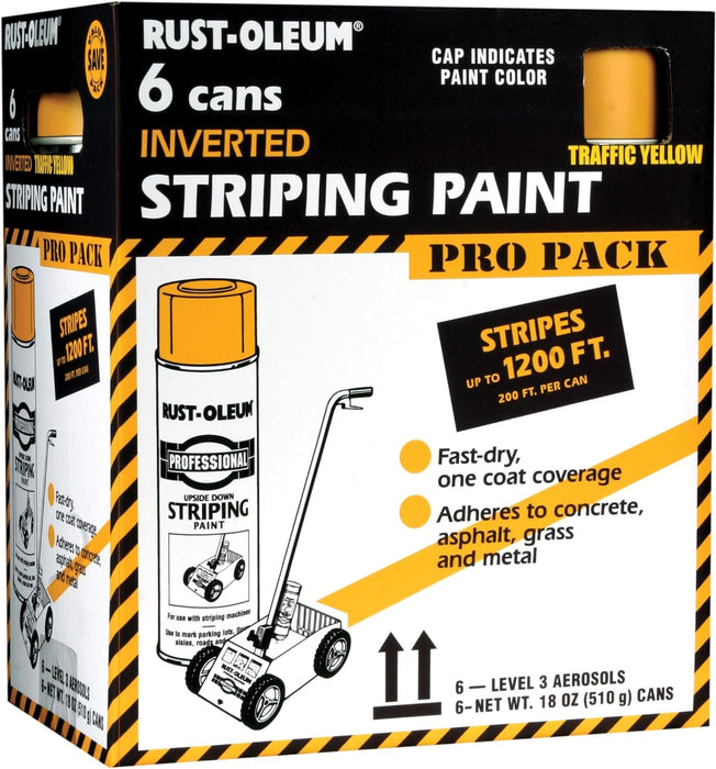 72 Can Multipack Rust-Oleum Professional Inverted Striping Spray Paint 18 oz. Yellow (Case of 6)