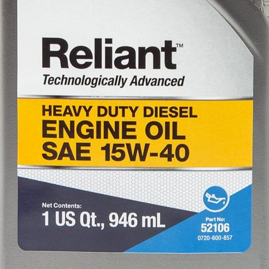 12 Count Reliant 15W-40 (CK-4) HD Diesel Engine Oil Quart Bottles