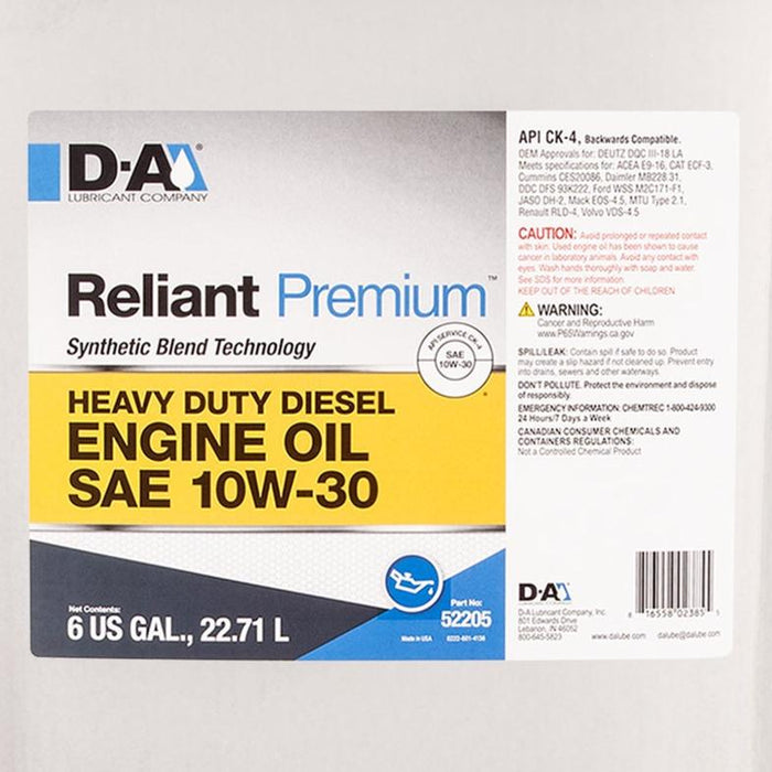 Reliant Premium 10W30 - 6 Gallon