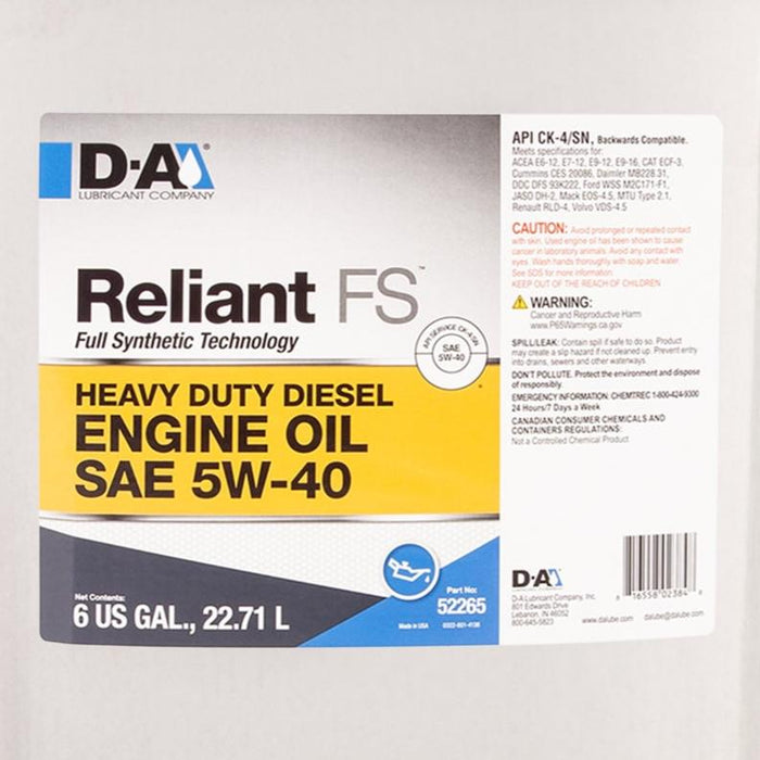 Reliant Premium 5W40 - 6 Gallon