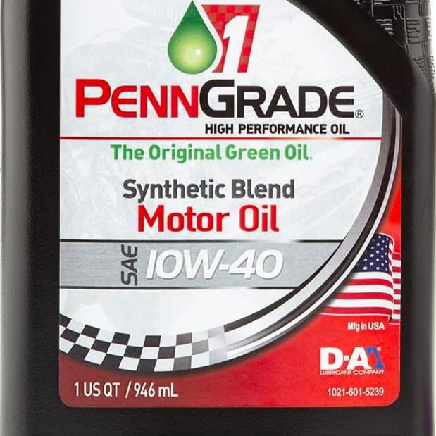 24 Count PennGrade 1 Original Green SAE 10W-40 Synthetic Blend Motor Oil Quart Bottles