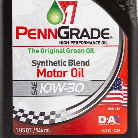 24 Count PennGrade 1 Original Green SAE 10W-30 Synthetic Blend Motor Oil Quart Bottles