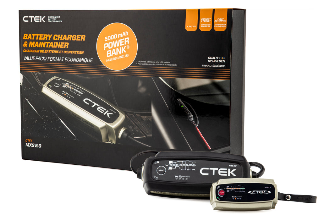 CTEK MXS 5.0 Battery Care Kit with Battery Bank, Eyelet and Bumper