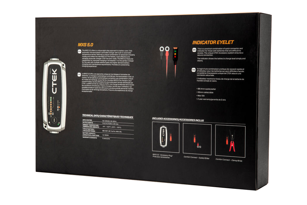 CTEK MXS 5.0 Battery Care Kit with Battery Bank, Eyelet and Bumper