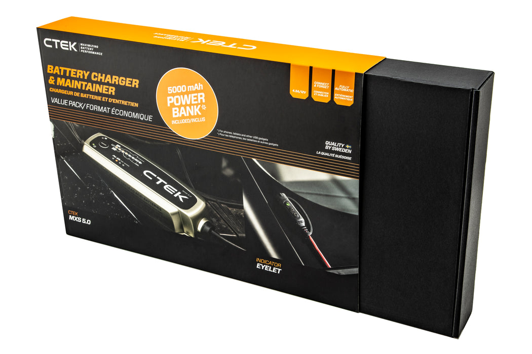 CTEK MXS 5.0 Battery Care Kit with Battery Bank, Eyelet and Bumper