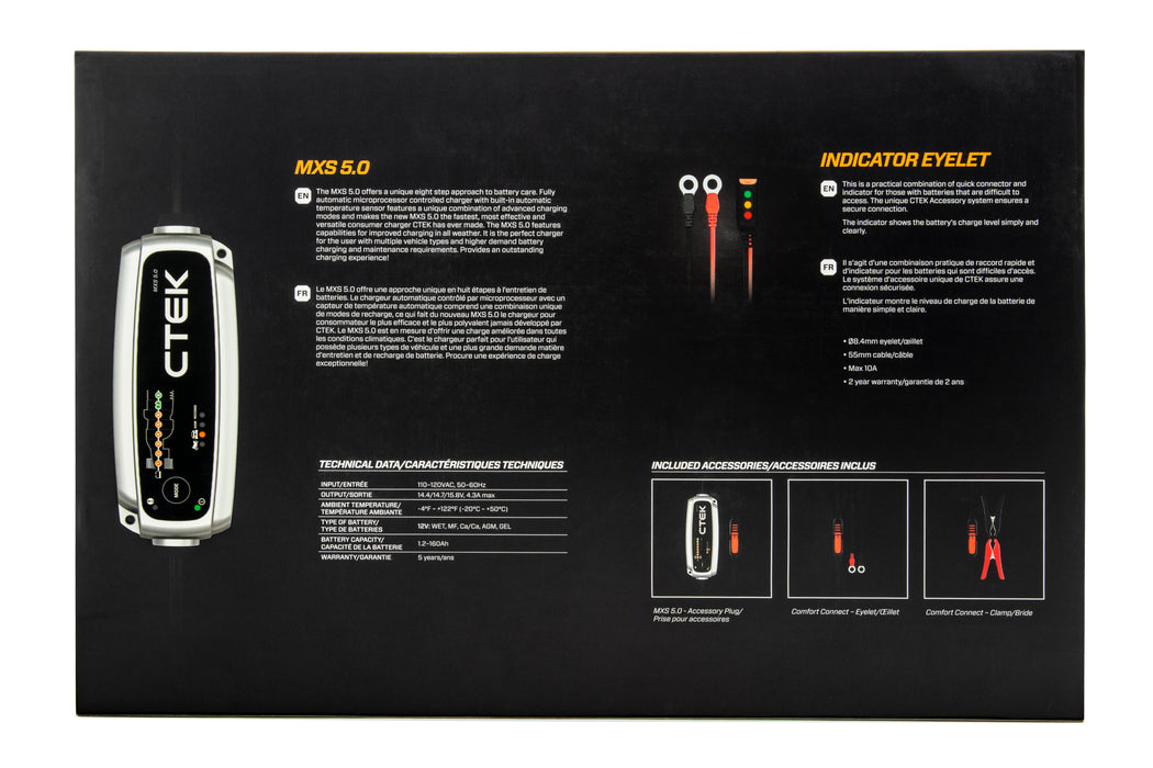 CTEK MXS 5.0 Battery Care Kit with Battery Bank, Eyelet and Bumper