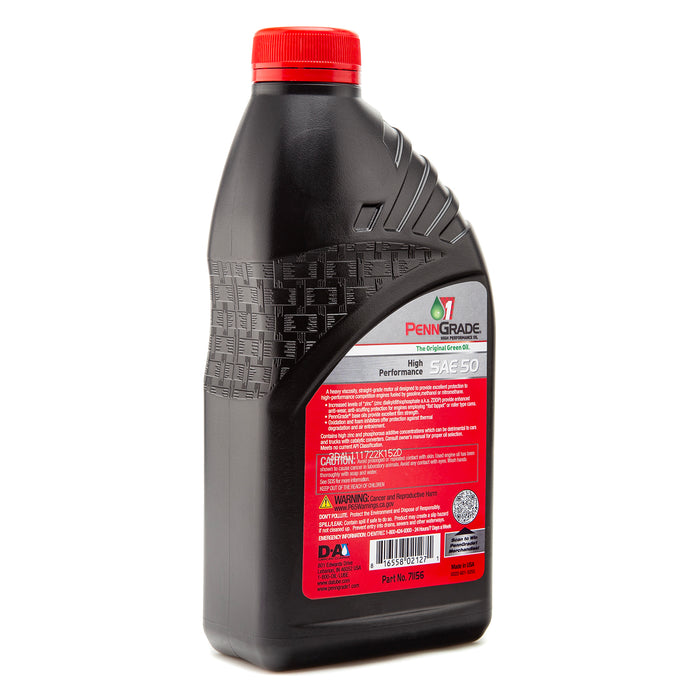 PennGrade 1 Original Green SAE 50 High Performance Motor Oil Quart Bottles 24 Bottles