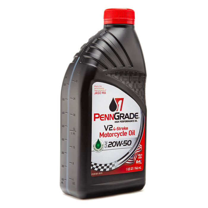 PennGrade 1 Original Green SAE 20W-50 V2 4-Stroke JASO MA Motorcycle Oil Quart Bottles 12 Bottles