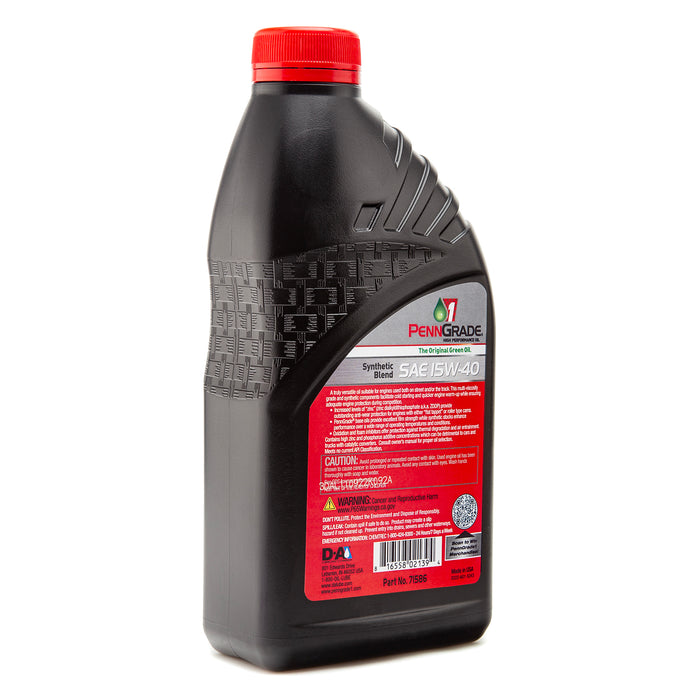 PennGrade 1 Original Green SAE 15W-40 Synthetic Blend Oil Quart Bottles 12 Bottles