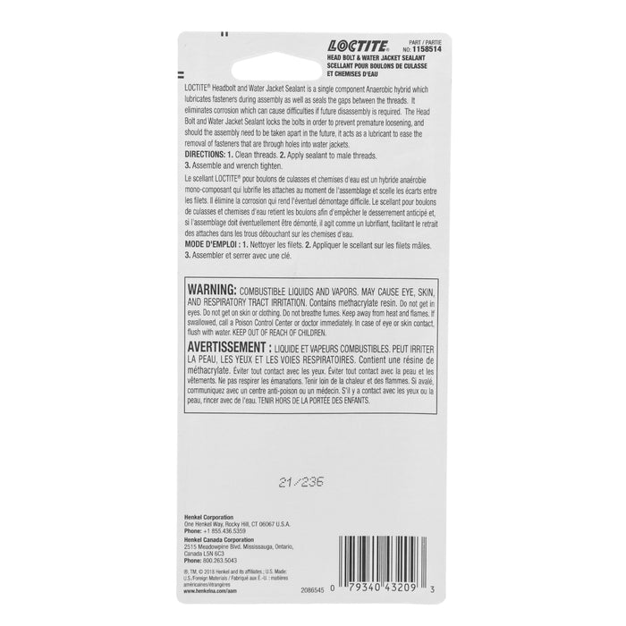 Loctite Head Bolt & Water Jacket Sealant 50 ml Tube - Case of 10