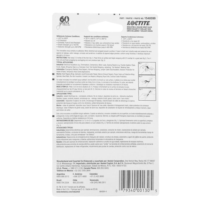 Loctite Insulating & Sealing Wrap - Black 1" x 10 ft. Roll - Case of 10