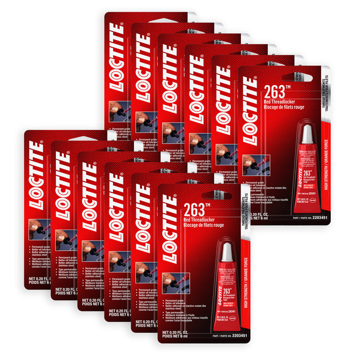 Loctite 263™ Threadlocker Red, Surface Insensitive 6 ml Tube - Case of 12