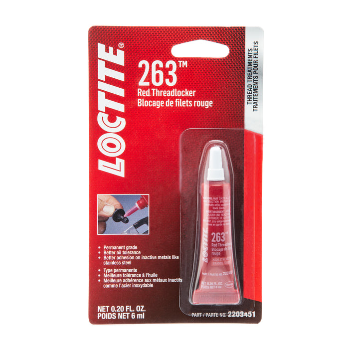Loctite 263™ Threadlocker Red, Surface Insensitive 6 ml Tube - Case of 12