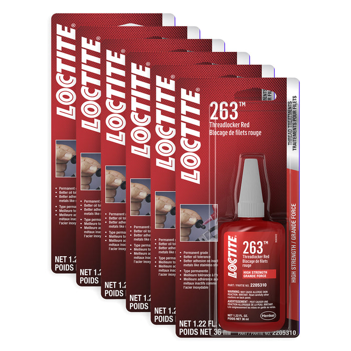 Loctite 263™ Threadlocker Red, Surface Insensitive 36 ml Bottle - Case of 6
