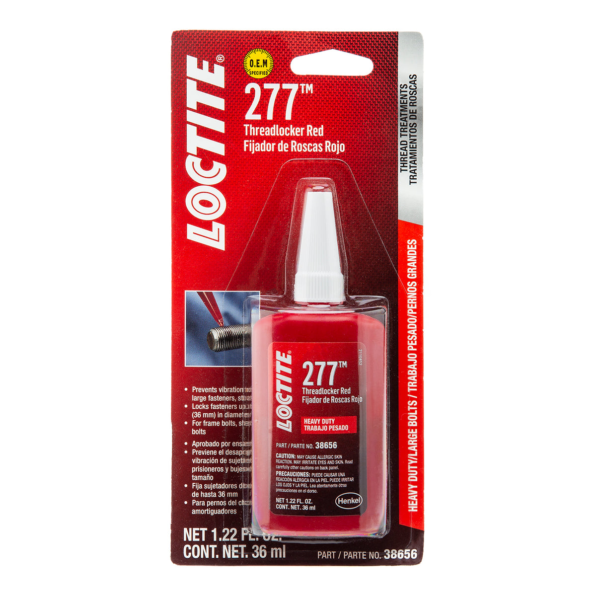 Loctite Threadlocker 277™ - Large Threads/Red 36ml Bottle - Case of 6 ...