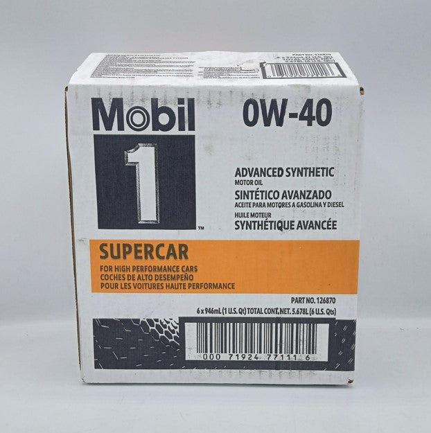 Mobil 1 0W-40 Supercar Full Synthetic Motor Oil 1 Quart - 6 Bottles - sale