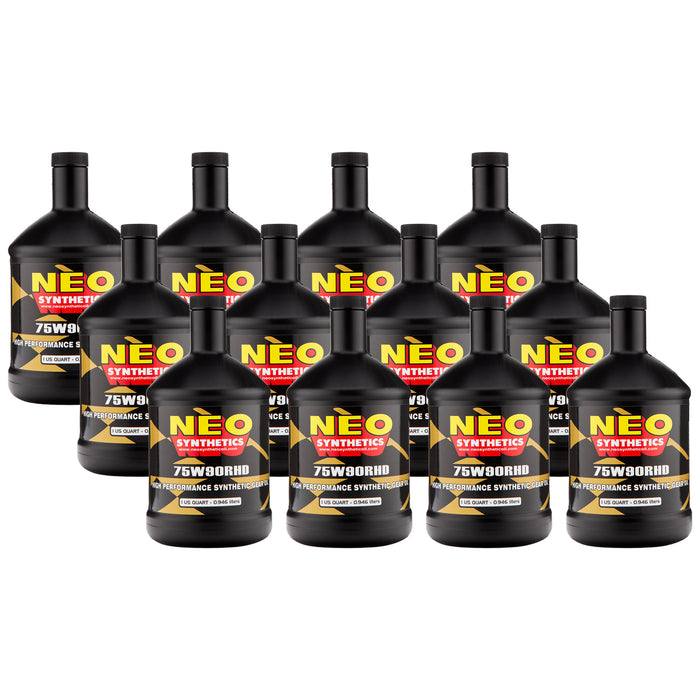 NEO Synthetics 75W-90 HD High Performance Synthetic Gear Oil Quart Bottles 12 Bottles