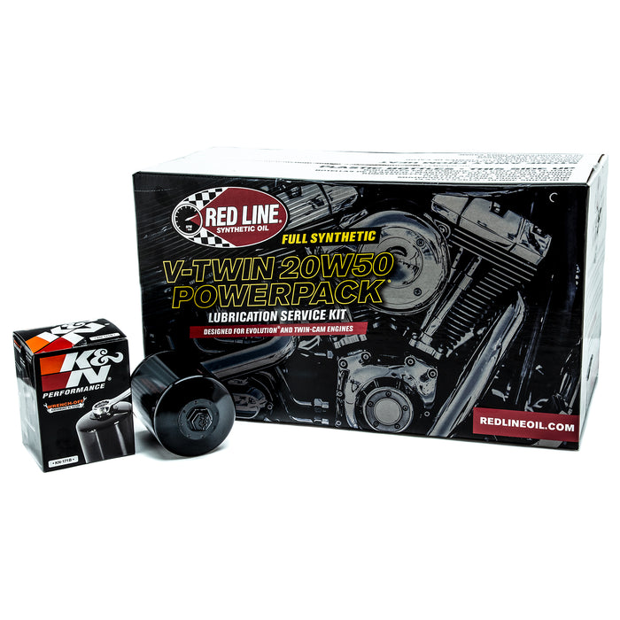 V-Twin 20W50 Power Pack Oil Bundle with K&N High Performance Oil Filter BLACK 4 Kits