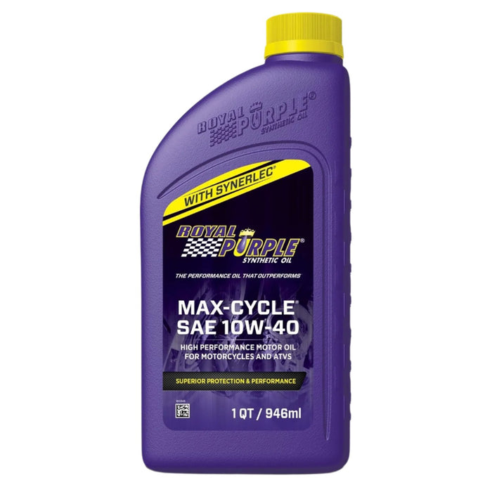 24 Count Royal Purple Max Cycle 10W-40 High Performance Synthetic Motorcycle Oil Quart Bottles