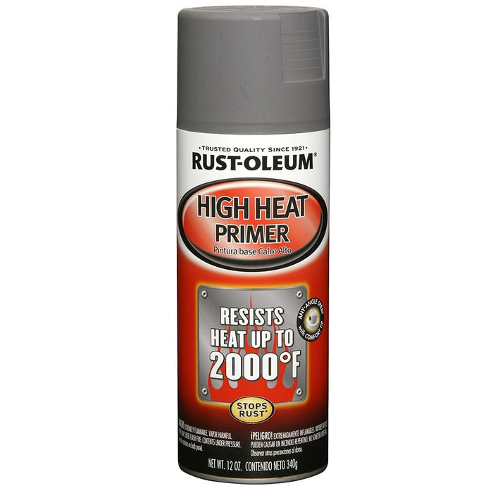 12 Cans High Heat Primer Stops Rust Spray Paint 12 oz. Gray