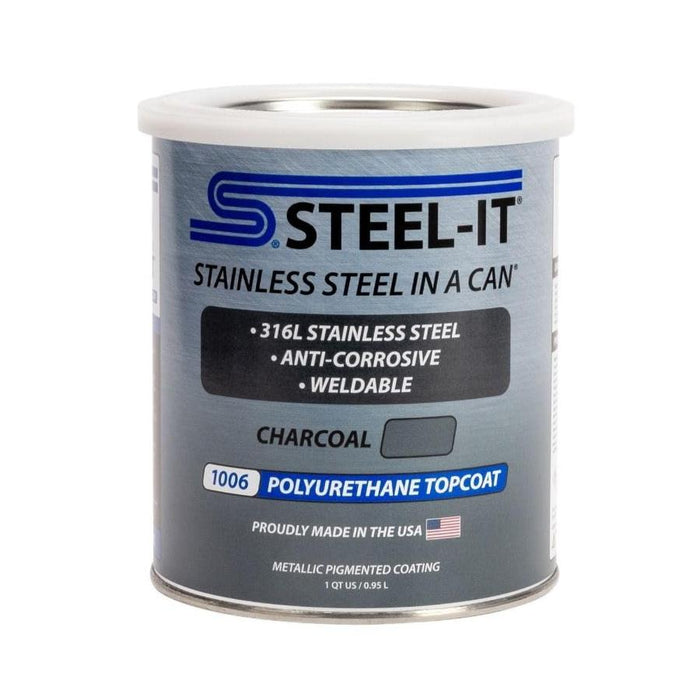 6 Count STEEL-IT Polyurethane Topcoat Weldable Coating Matte Charcoal Quart Cans