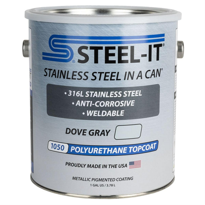 4 Count STEEL-IT Polyurethane Topcoat, Industrial Paint Coating Dove Gray Gallon Cans