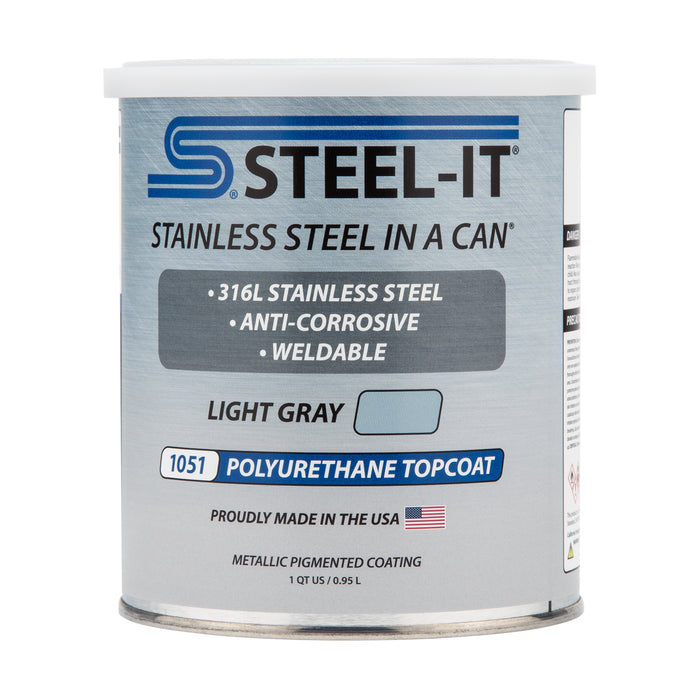 6 Count STEEL-IT Polyurethane Topcoat Weldable Coating Light Gray Quart Cans