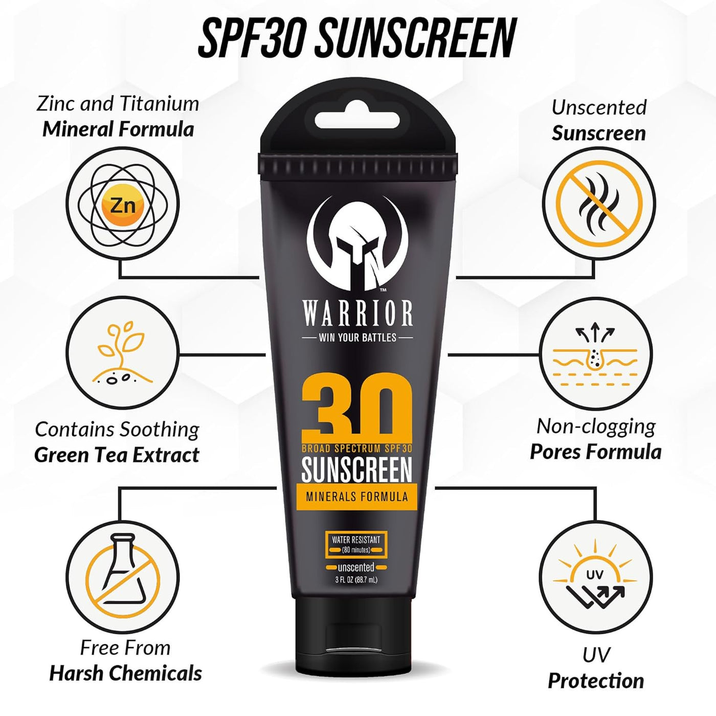 WARRIOR Sunscreen SPF 30 Water & Sweat Resistant Body Lotion with SPF ...