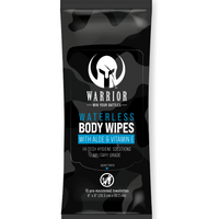 WARRIOR Waterless Body Wipes - Rinse-Free & Hypoallergenic Cleaning Wipes Enriched with Aloe, Calendula & Vitamin E 10 Wipes Pack 24 Packs