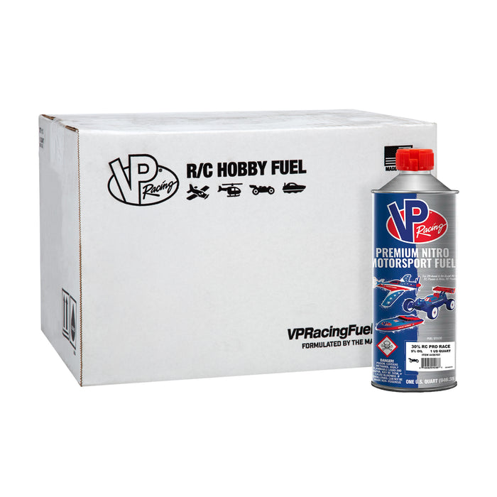 VP Racing 30% RC Pro Race Nitro Fuel - 9% Oil Premixed Quart 12 Cans - Case of 12