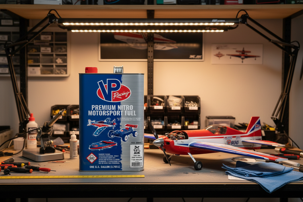 VP Racing 15% Aviation RC Nitro Fuel - 18% Oil Premixed Gallon Cans - Case of 6
