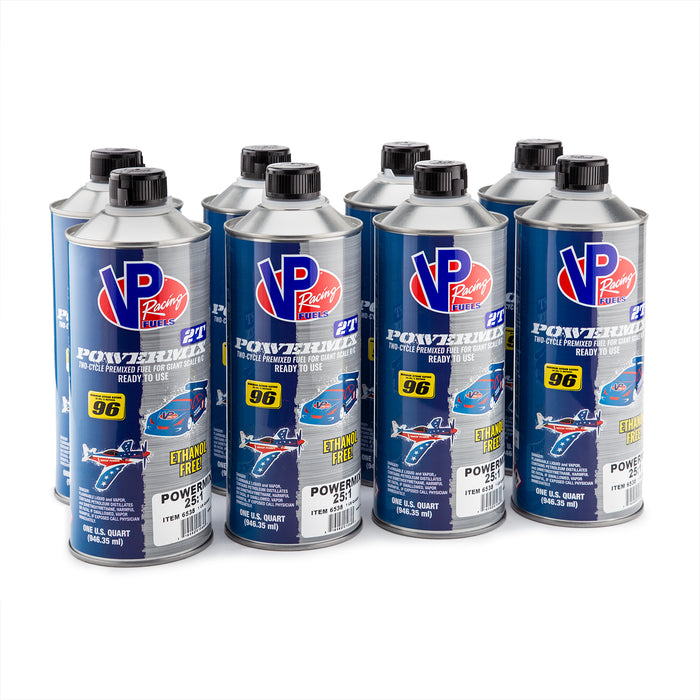 VP Racing Powermix 2-Cycle Blend RC Nitro Fuel - 25:1 Premixed Quart - Case of 8