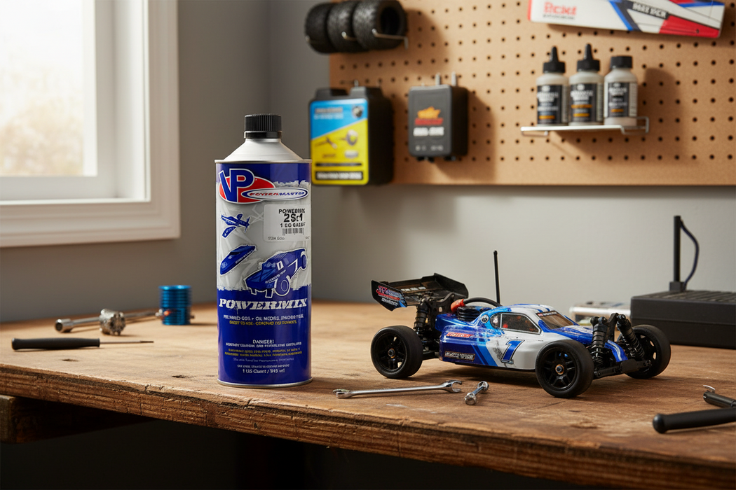 VP Racing Powermix 2-Cycle Blend RC Nitro Fuel - 25:1 Premixed Quart - Case of 8